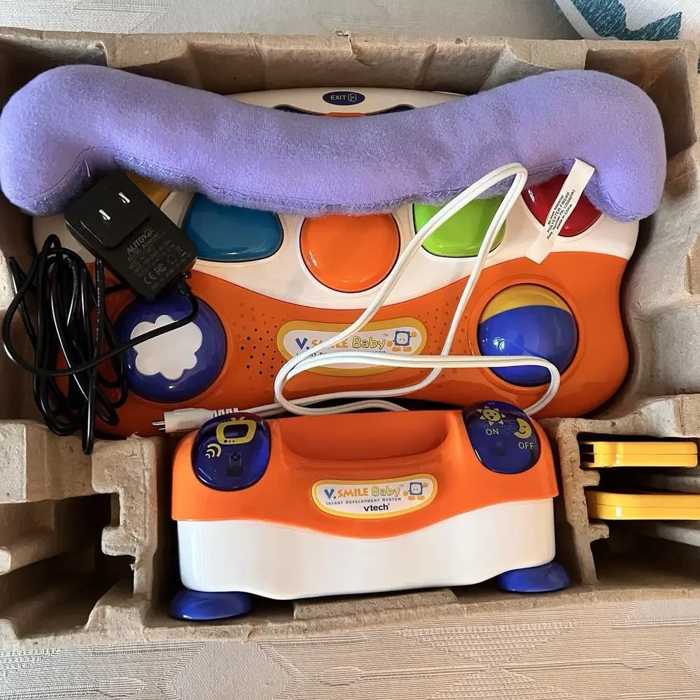 VTech V.Smile Baby Development System Barney & Learn Discover 2 Cartridges WORKS